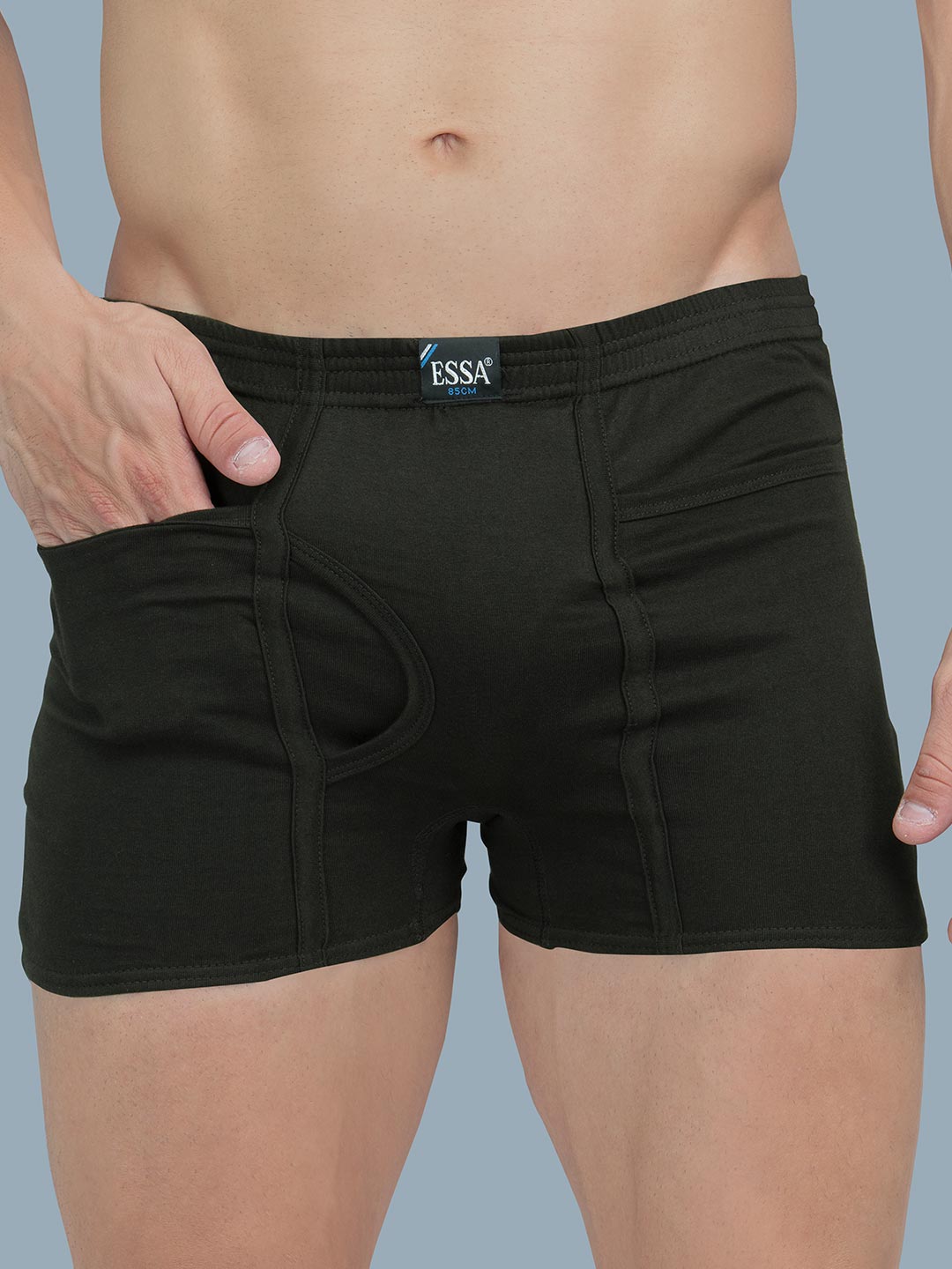 black olive trend trunk with pocket for men-essa garments#color_black-olive