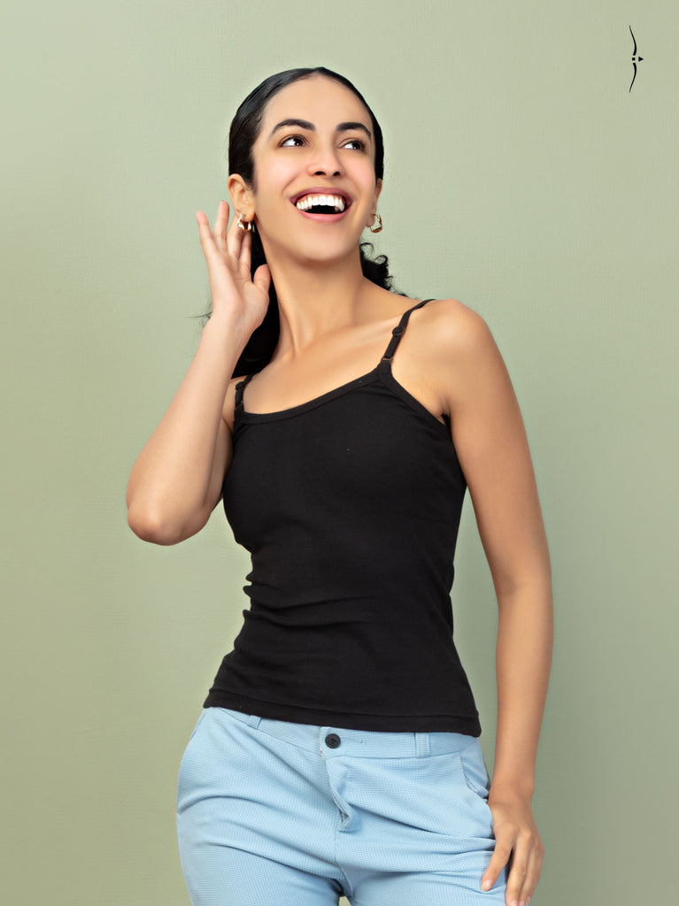 Comfortable Black Camisoles with Adjustable Straps - ESSA GARMENTS