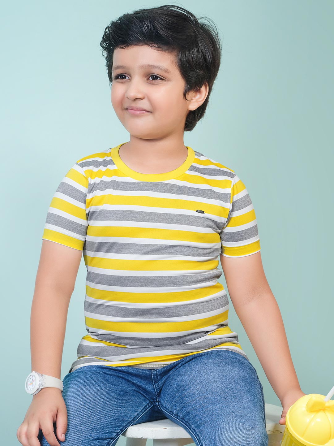 fs-255 classic striped t-shirt for boys #color_light-mustard