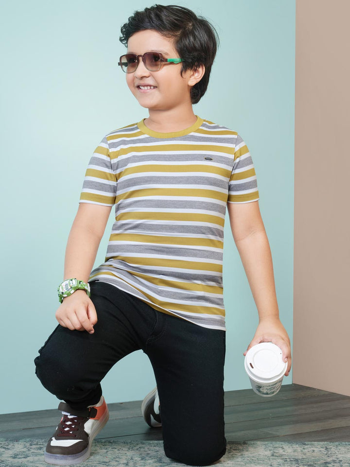 fs-255 classic striped t-shirt for boys #color_dark-sand